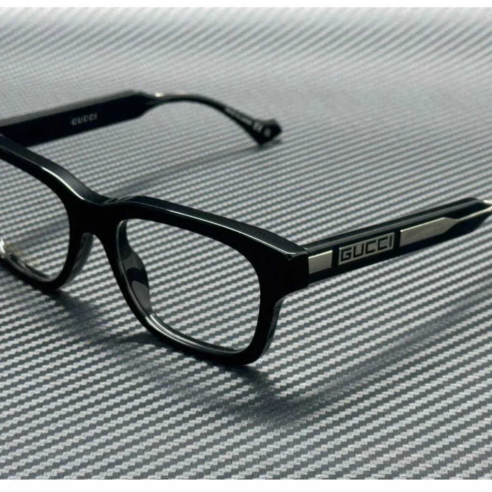 GUCCI Black Silver Men's 54 mm Eyeglasses